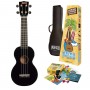 Mahalo Learn 2 Play Pack, Rainbow Soprano Black Acoustic Ukulele